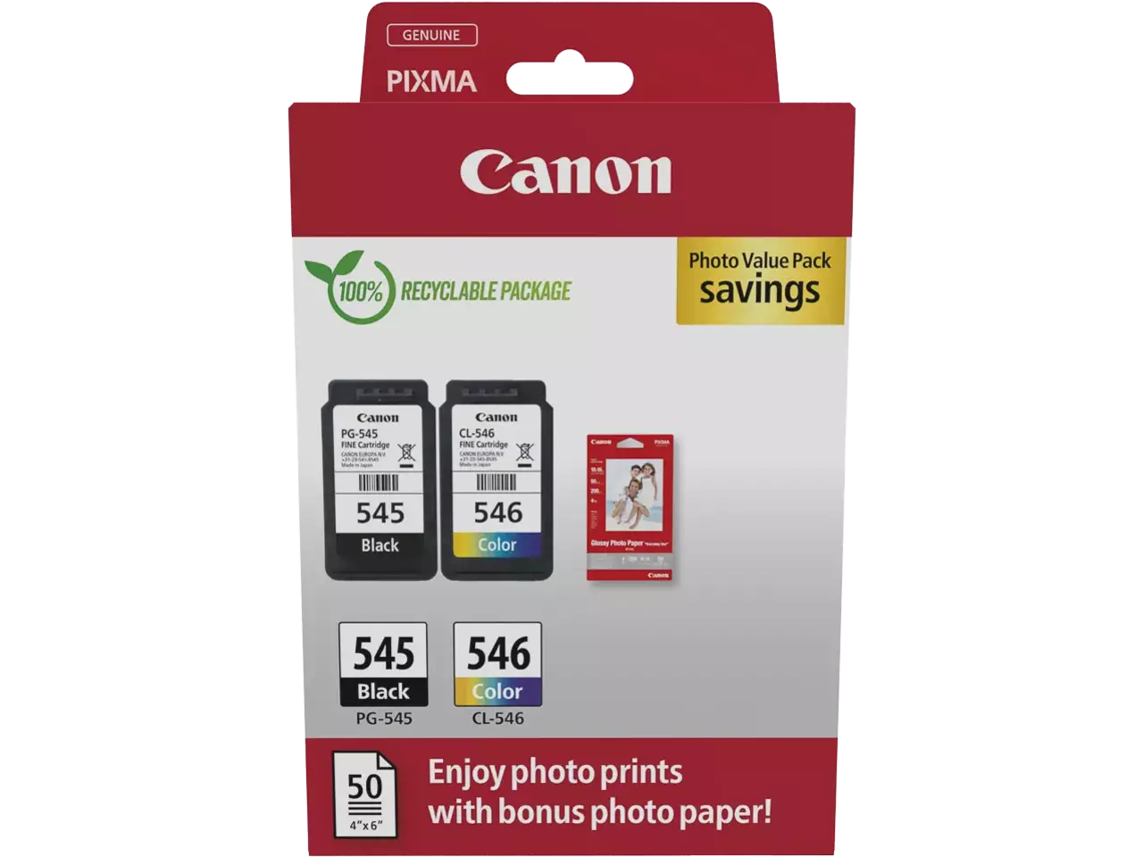 Canon PG-545 / CL-546 (XL) Tintenpatronen – Original Schwarz & Color für PIXMA Drucker + Fotopapier