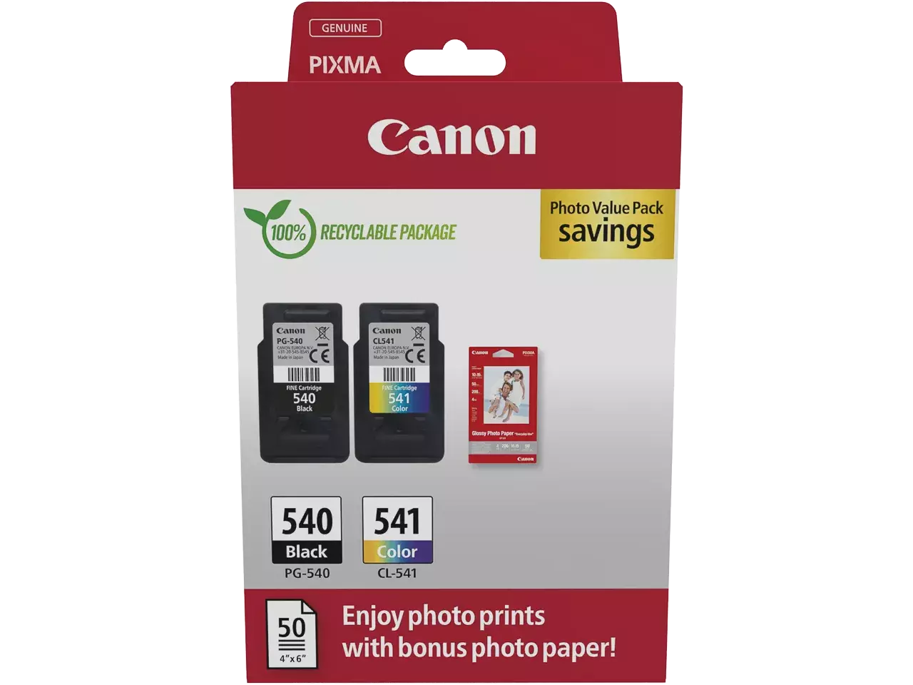 Canon PG-540 & CL-541 Original Druckerpatronen + Fotopapier – 2er-Set für brillante Druckqualität