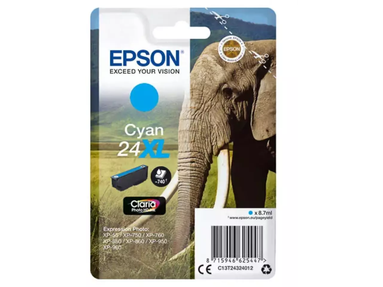 EPSON 24XL / T2432XL Druckerpatrone Cyan – Original, XL, brillante Fotoqualität