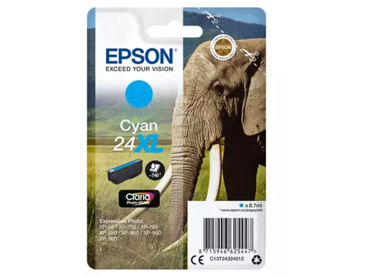 EPSON 24XL / T2432XL Druckerpatrone Cyan – Original, XL, brillante Fotoqualität