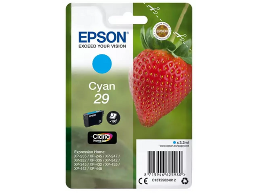 EPSON 29 / T2982 Cyan Druckerpatrone – Original Claria Home Ink (3,2 ml, 180 Seiten)