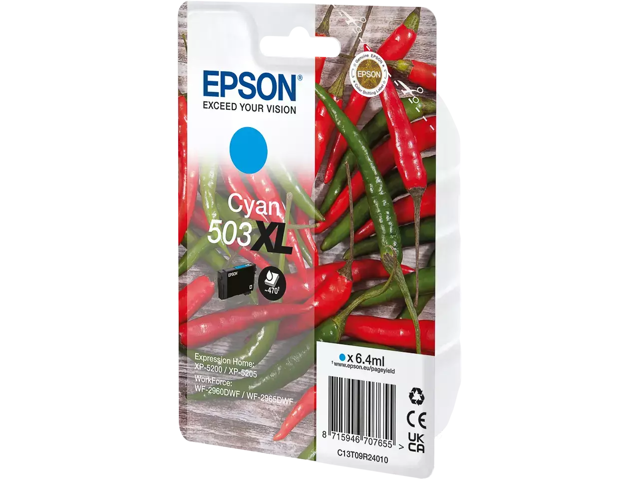 EPSON 503XL / T09R24 Druckerpatrone Cyan – Original, 6,4 ml, ca. 470 Seiten