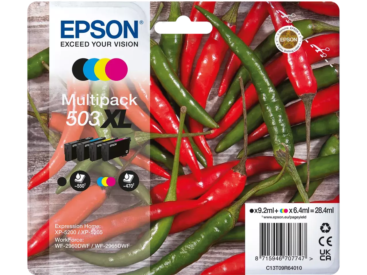 EPSON 503XL/T09R64 Druckerpatronen 4er-Set – Schwarz, Cyan, Magenta, Gelb – Original