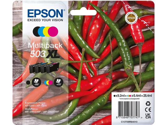 EPSON 503XL/T09R64 Druckerpatronen 4er-Set – Schwarz, Cyan, Magenta, Gelb – Original