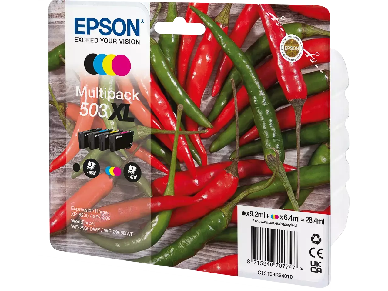 EPSON 503XL/T09R64 Druckerpatronen 4er-Set – Schwarz, Cyan, Magenta, Gelb – Original
