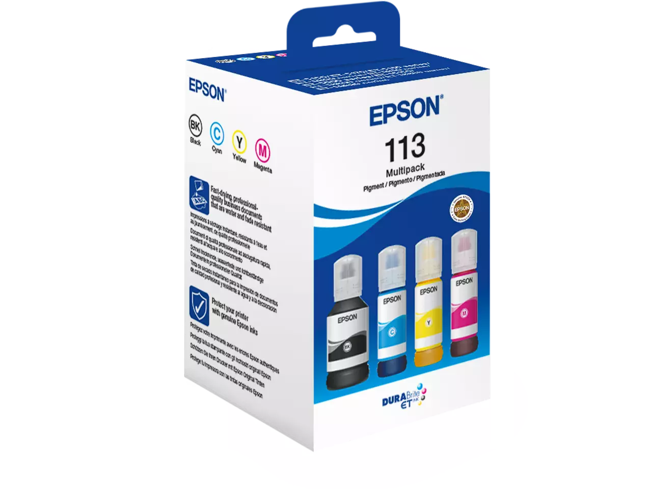 EPSON 113/T06B64 Tintenflaschen 4er-Set – Schwarz, Cyan, Magenta, Gelb – Original für EcoTank