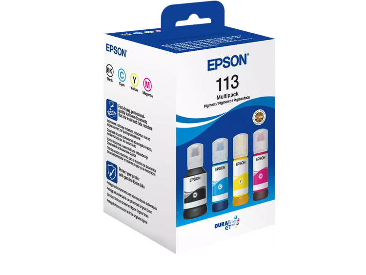 EPSON 113/T06B64 Tintenflaschen 4er-Set – Schwarz, Cyan, Magenta, Gelb – Original für EcoTank