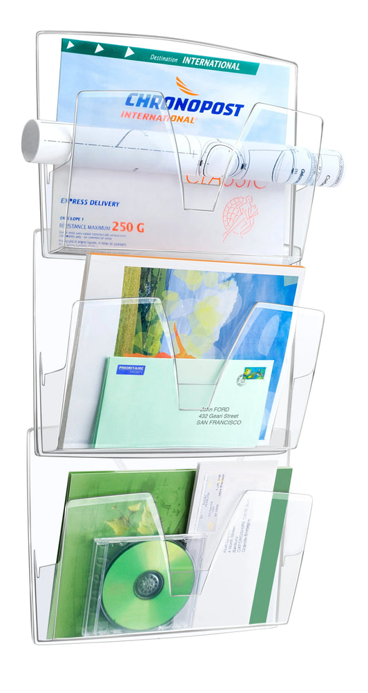 cep Wandprospekthalter transparent DIN A4 3 Fächer