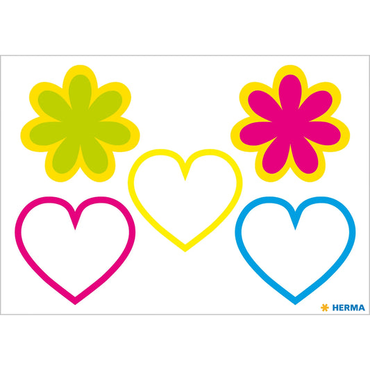5 HERMA reflektierende Aufkleber Blumen und Herzen