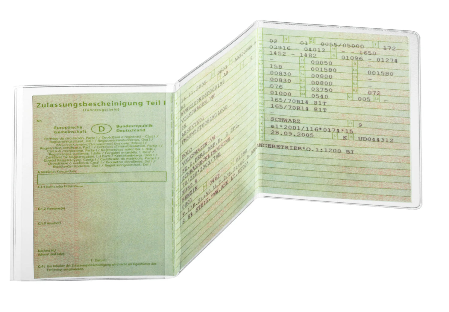 DURABLE 10 Dokumentenhüllen transparent  KFZ-Schein, 3-teilig