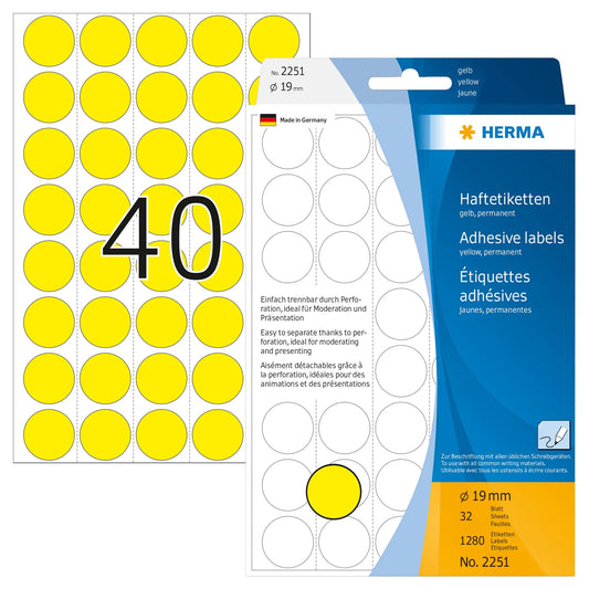 HERMA Klebepunkte 2251 gelb Ø 19,0 mm