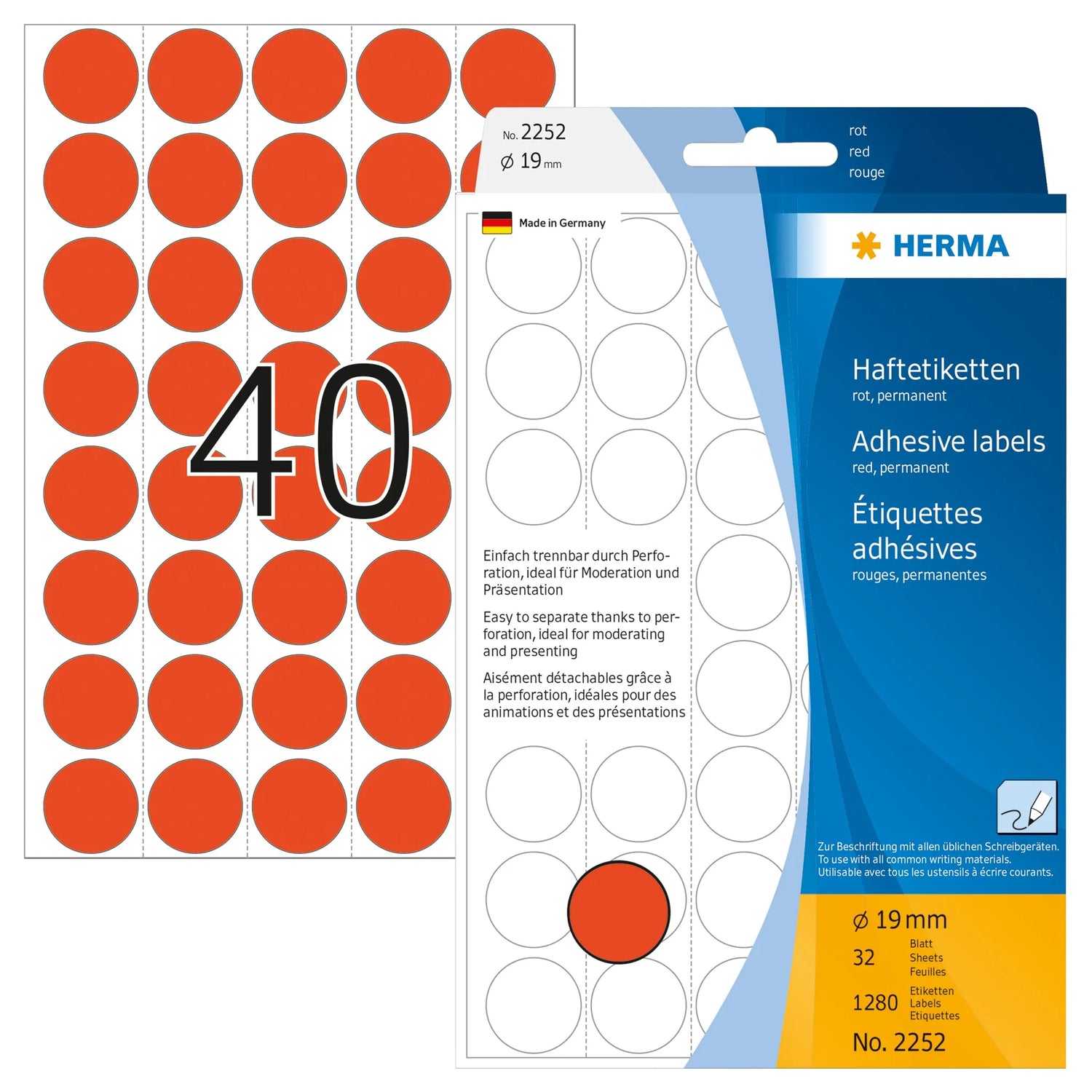 HERMA Klebepunkte 2252 rot Ø 19,0 mm