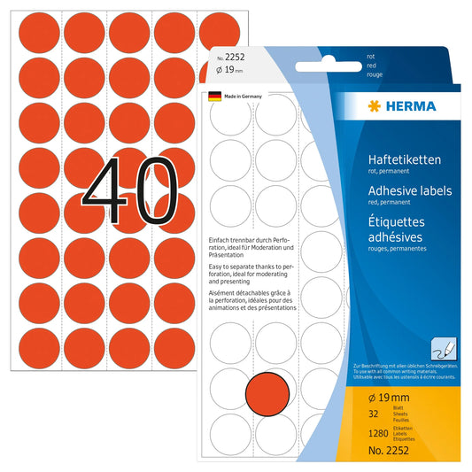 HERMA Klebepunkte 2252 rot Ø 19,0 mm