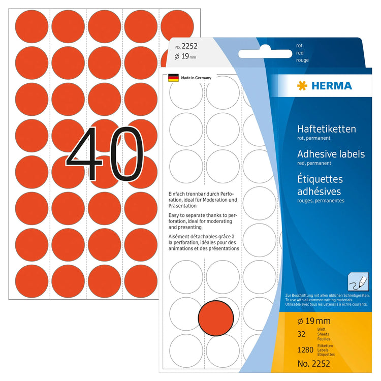 HERMA Klebepunkte 2252 rot Ø 19,0 mm