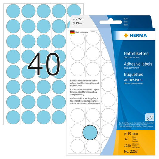 HERMA Klebepunkte 2253 blau Ø 19,0 mm