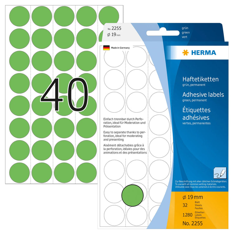 HERMA Klebepunkte 2255 grün Ø 19,0 mm