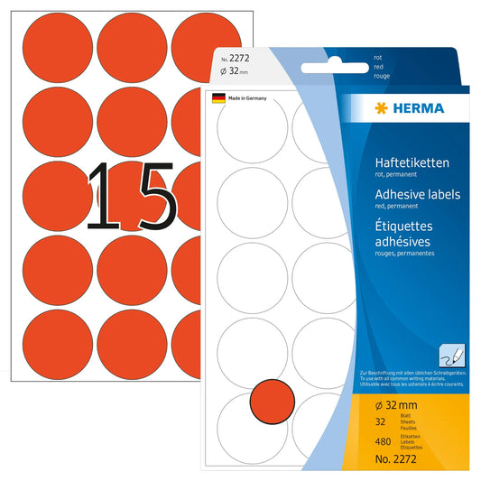 HERMA Klebepunkte 2272 rot Ø 32,0 mm