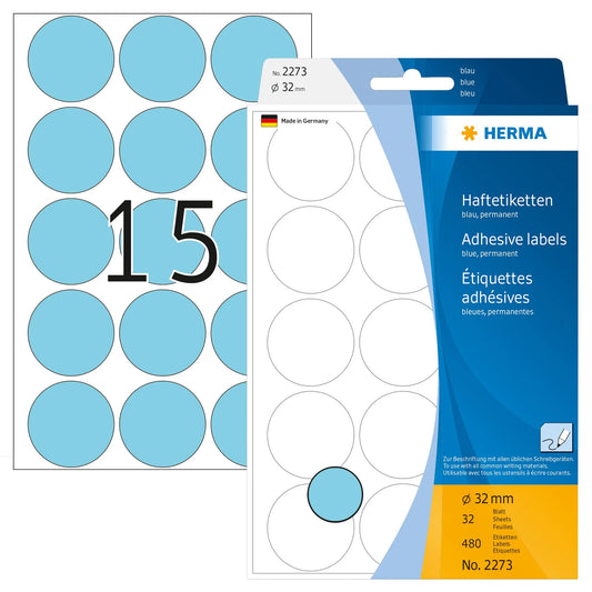 HERMA Klebepunkte 2273 blau Ø 32,0 mm