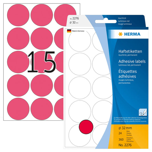 HERMA Klebepunkte 2276 leuchtrot Ø 32,0 mm