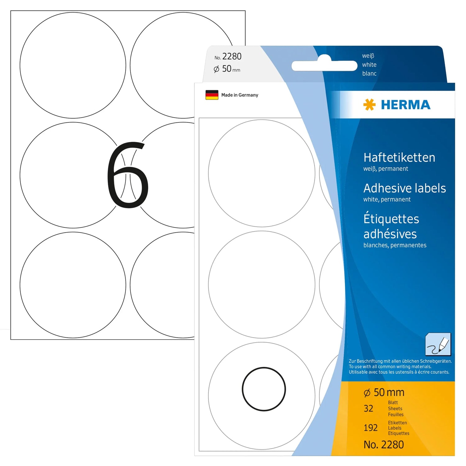 HERMA Klebepunkte 2280 weiß Ø 50,0 mm
