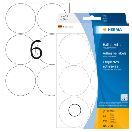 HERMA Klebepunkte 2280 weiß Ø 50,0 mm
