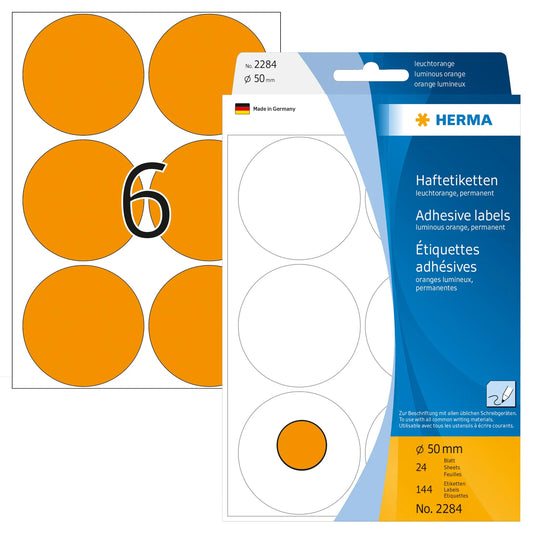 HERMA Klebepunkte 2284 leuchtorange Ø 50,0 mm
