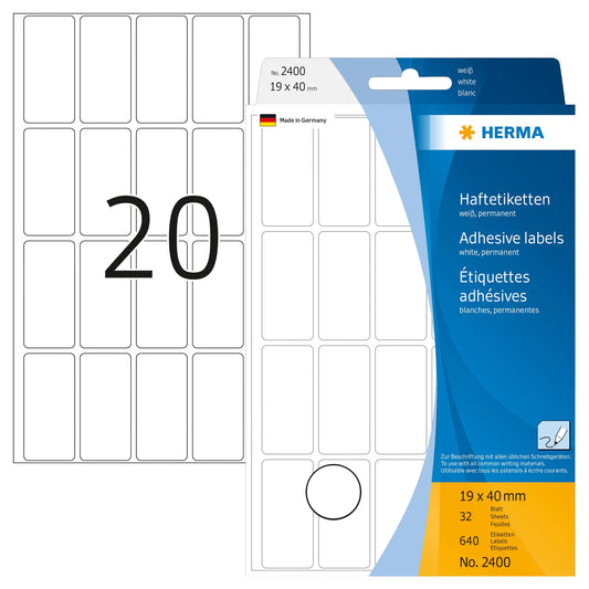 640 HERMA Etiketten 2400 weiß