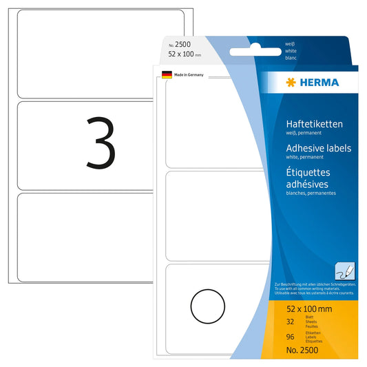 96 HERMA Etiketten 2500 weiß