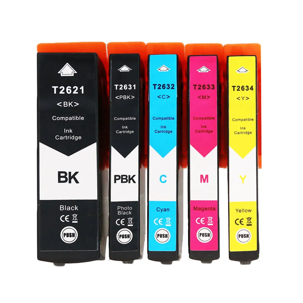 5 XXL kompatible Druckerpatronen von Wechselfaul als Ersatz für Epson 26XL T2636XL