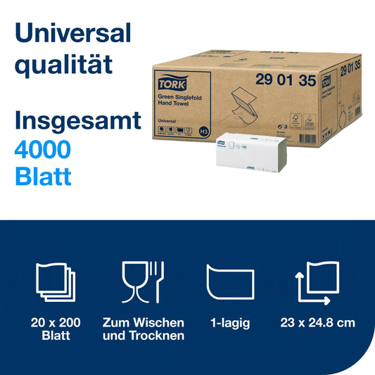 TORK Papierhandtücher 290135 H3 Universal Zick-Zack-Falzung 1-lagig 4.000 Tücher