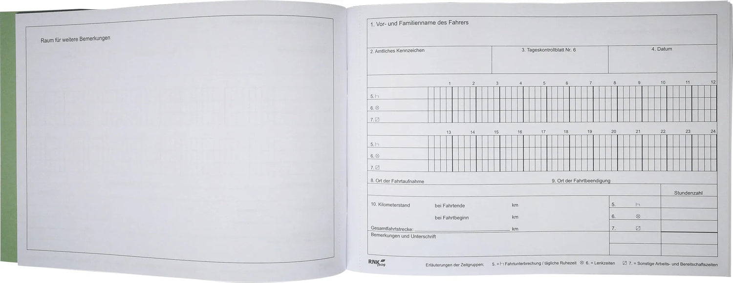 Kontrollbuch Tageskontrollblätter, DIN A5 quer