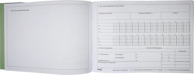 Kontrollbuch Tageskontrollblätter, DIN A5 quer