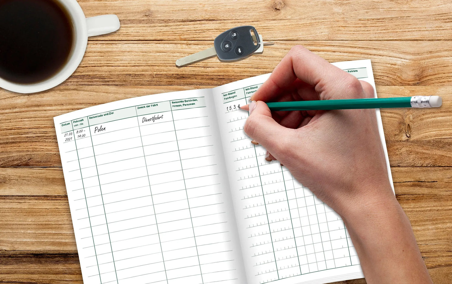 Fahrtenbuch PKW, steuerlicher Kilometernachweis, DIN A5, 32 Blatt