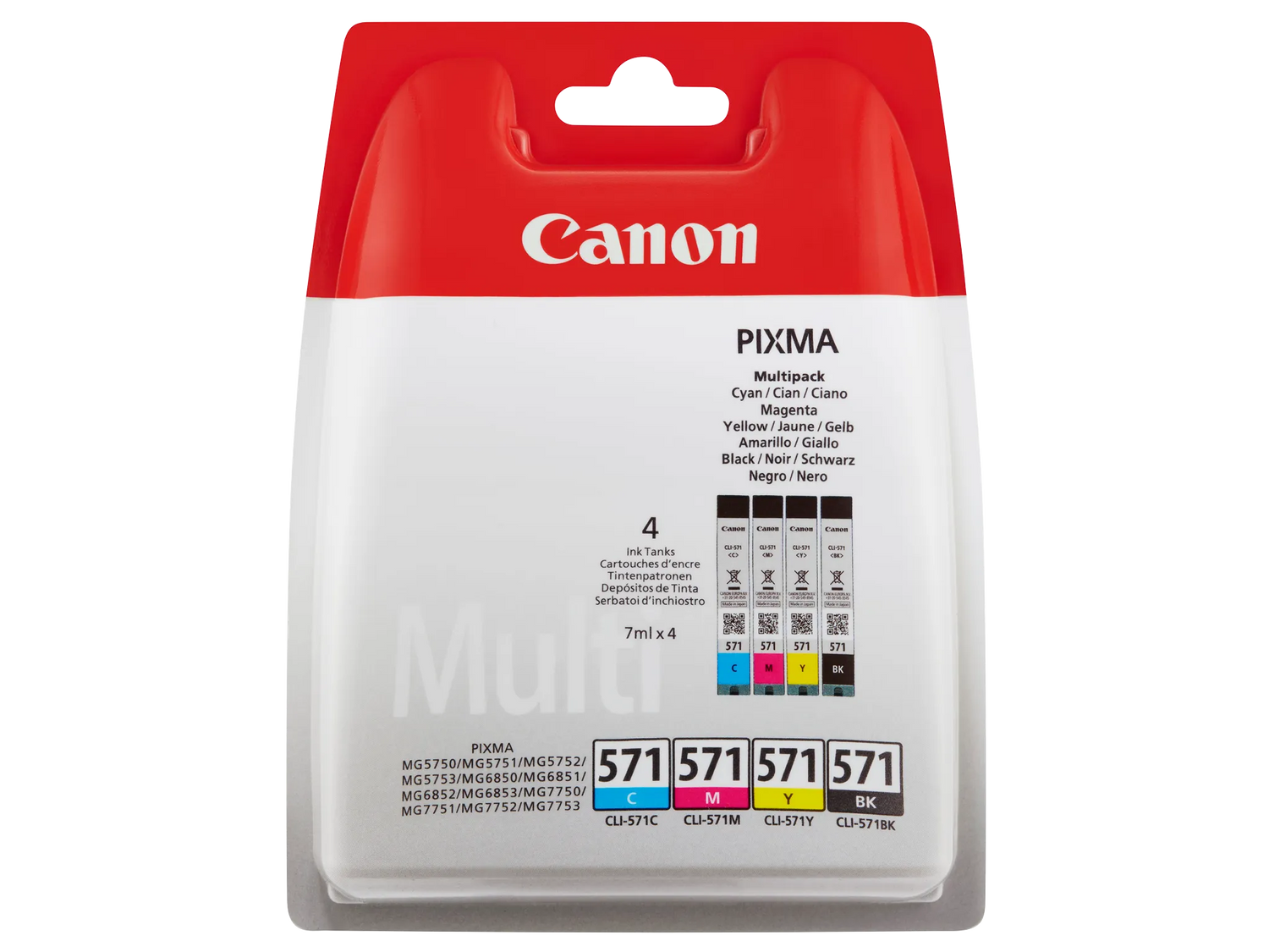 4 Canon CLI-571 BK/C/M/Y schwarz, cyan, magenta, gelb Tintenpatronen