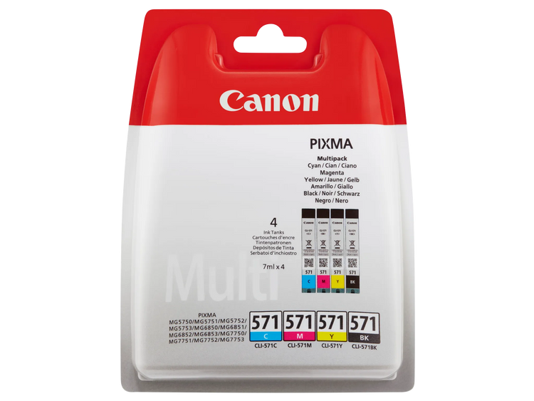 4 Canon CLI-571 BK/C/M/Y schwarz, cyan, magenta, gelb Tintenpatronen