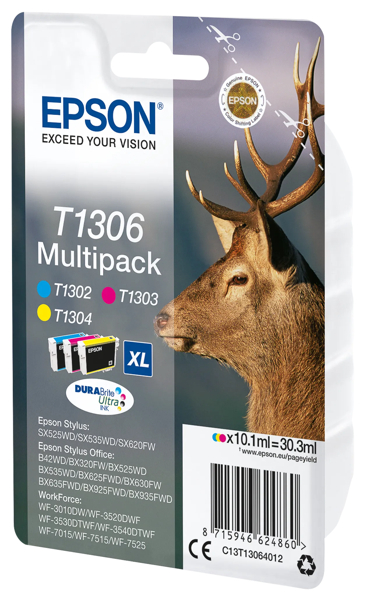 3 EPSON T1306XL cyan, magenta, gelb Tintenpatronen