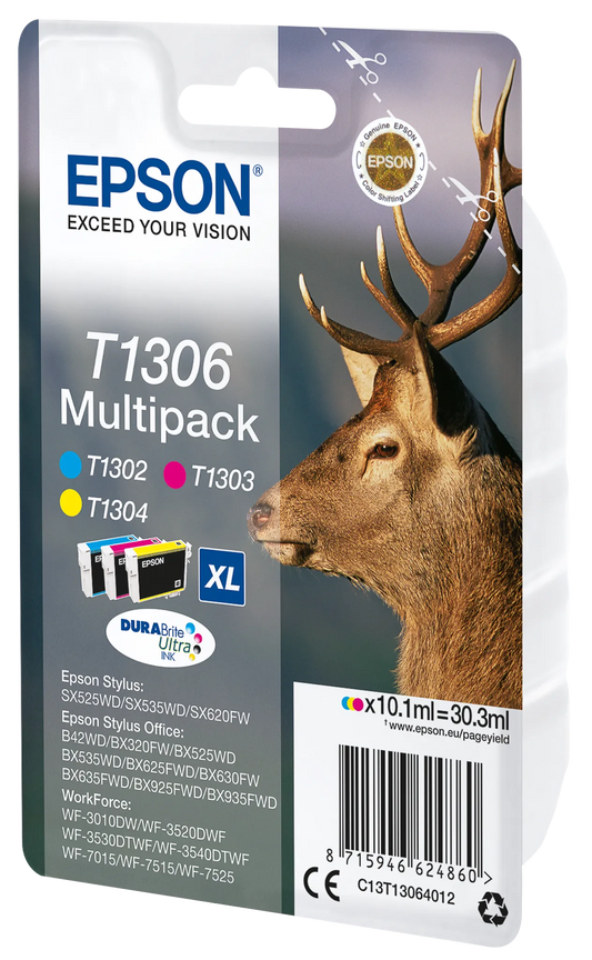 3 EPSON T1306XL cyan, magenta, gelb Tintenpatronen