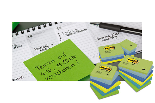 Post-it Notizen Kanariengelb, Packung mit 12 Blöcken, 100 Blatt pro Block, 51 mm x 38 mm, Farbe: Gelb - Selbstklebende Notizzettel zum Notieren