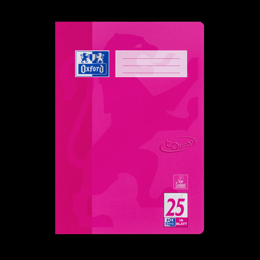 OXFORD Schulheft Touch Lineatur 25 liniert Außenrand, pink, A4, Sie erhalten 3 Hefte