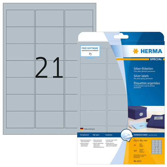 525 HERMA Folienetiketten 4113 silber