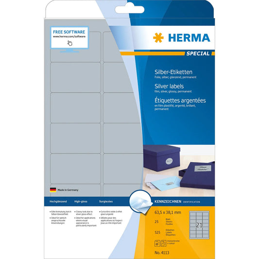 525 HERMA Folienetiketten 4113 silber
