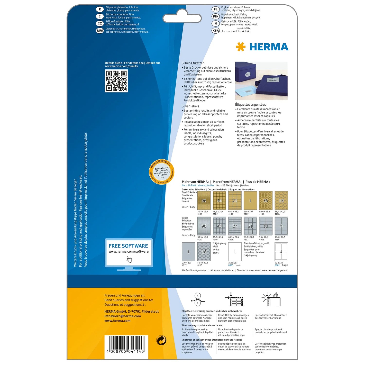 200 HERMA Folienetiketten 4114 silber
