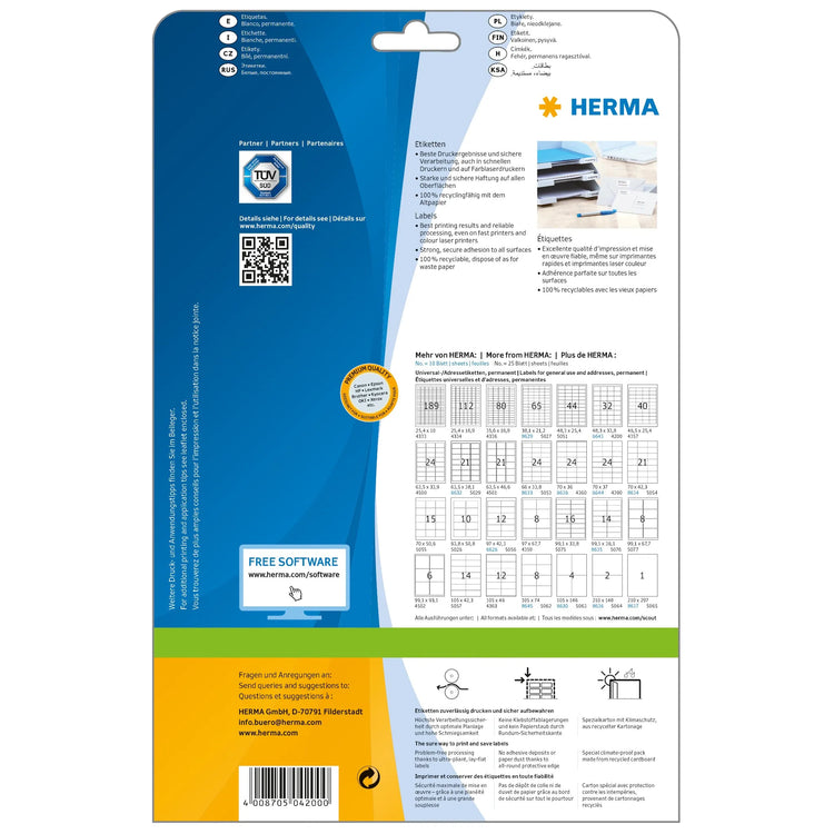 800 HERMA Etiketten 4200 weiß