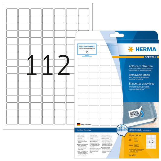 2.800 HERMA Etiketten 4211 weiß