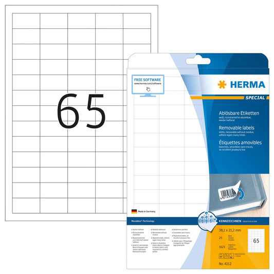 1.625 HERMA Etiketten 4212 weiß
