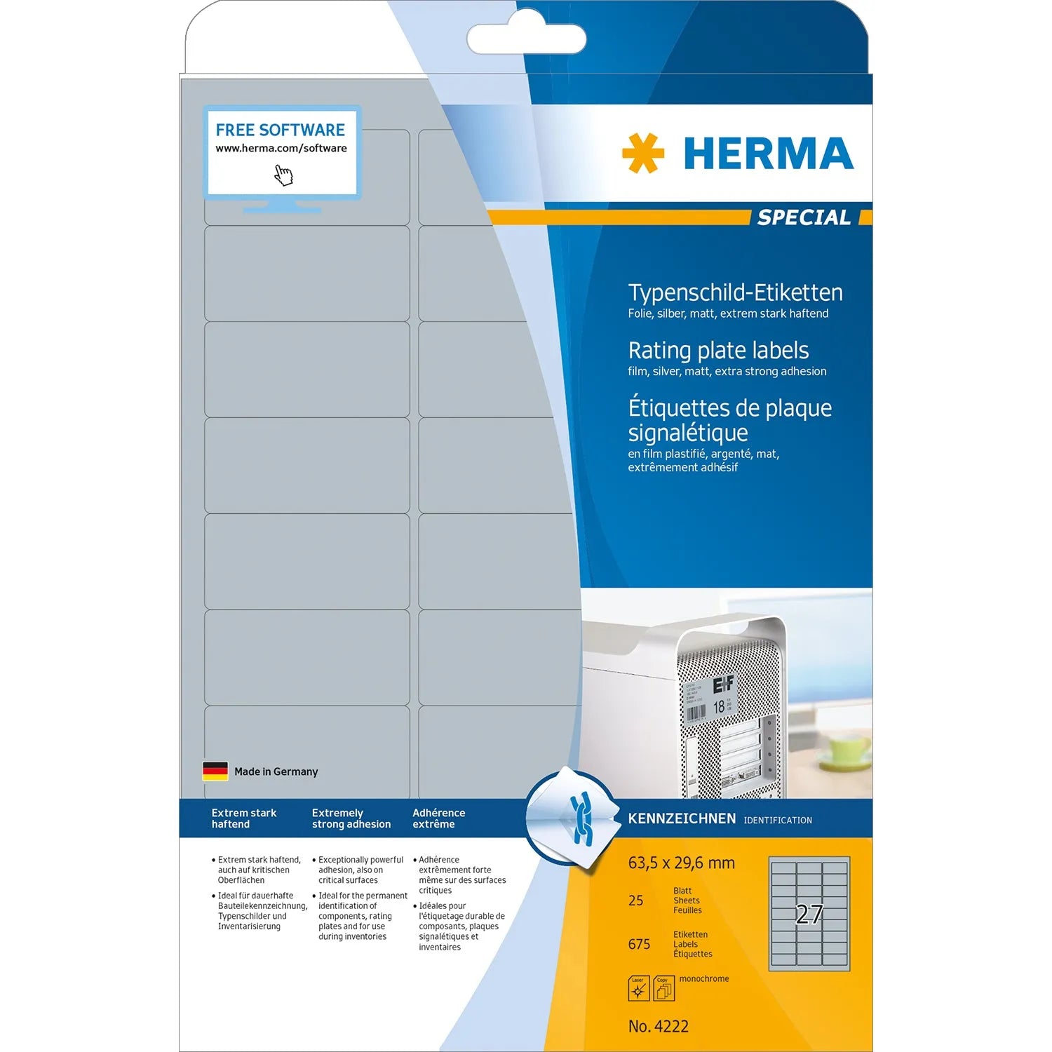 675 HERMA Typenschildetiketten 4222 silber