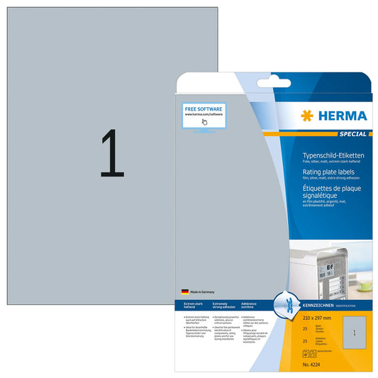 25 HERMA Typenschildetiketten 4224 silber