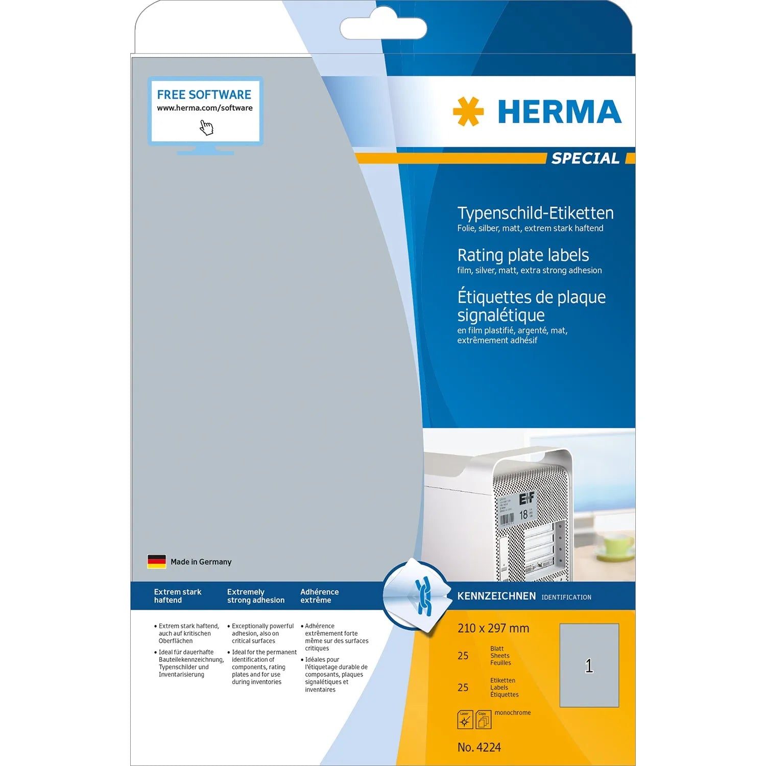 25 HERMA Typenschildetiketten 4224 silber