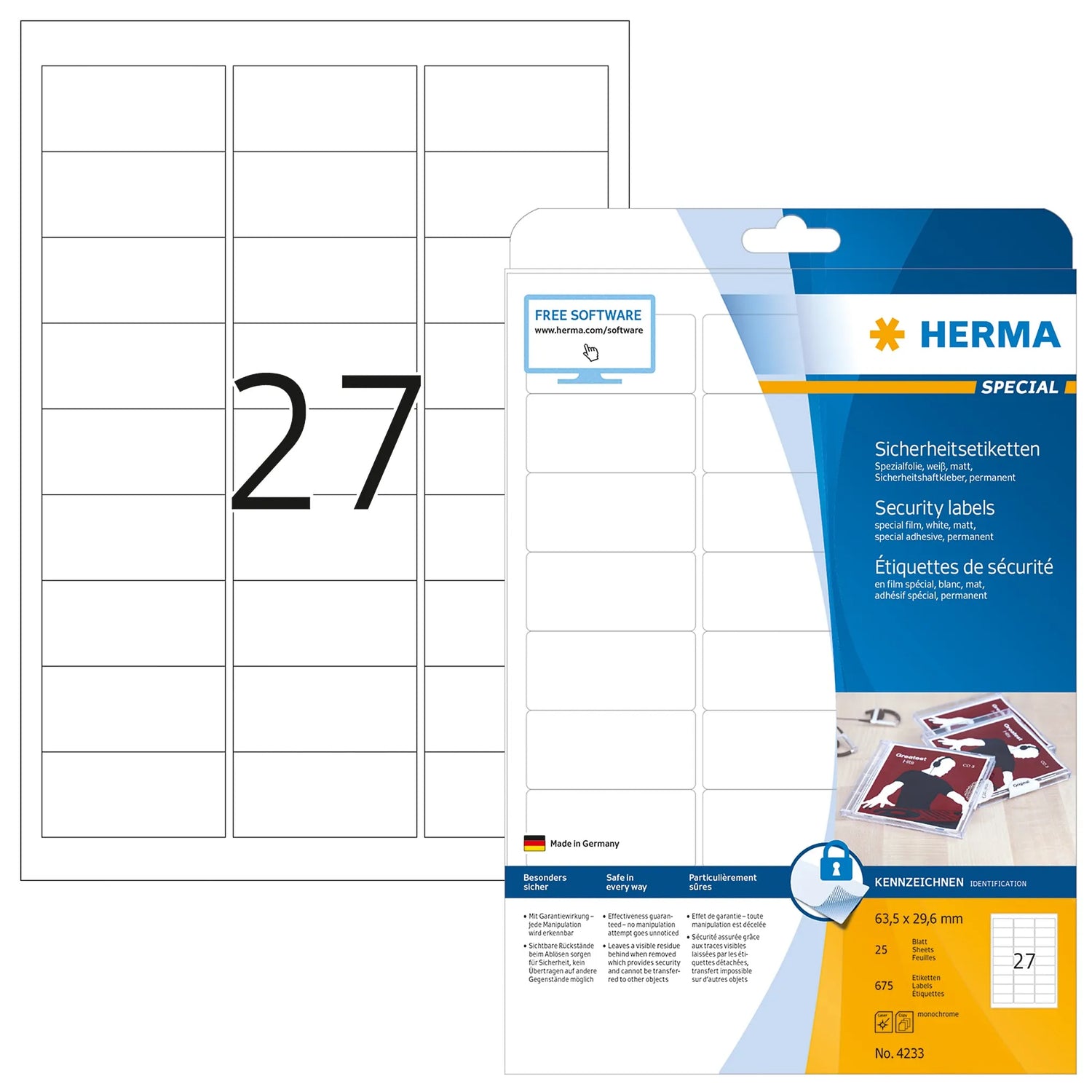 675 HERMA Sicherheitsetiketten 4233 weiß