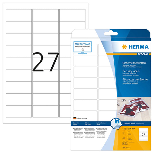 675 HERMA Sicherheitsetiketten 4233 weiß